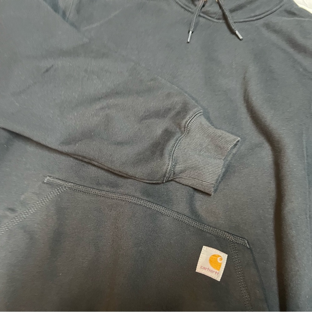 Carhartt Rain Defender Hoodie Black Loose Fit Men’s Large Workwear Sweatshirt - Picture 7 of 8